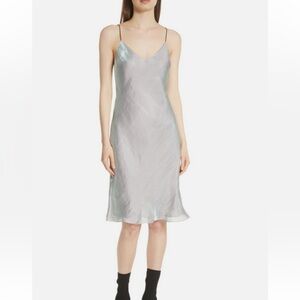 Rag & Bone Astrid Silk Slip Midi Dress size 10 Silver Blue Pink $425 M L